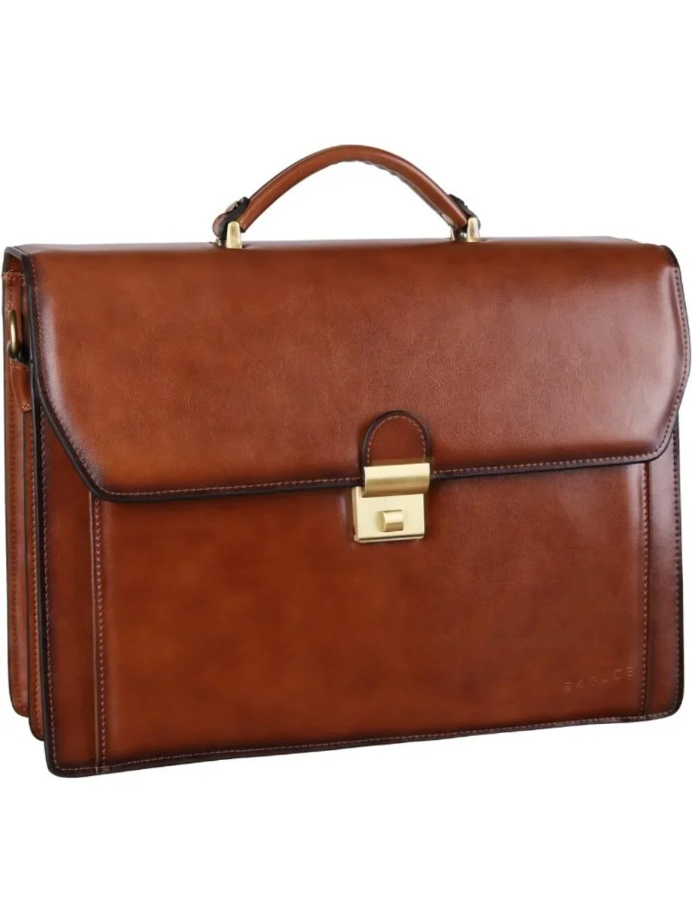 Stylish Leather Briefcase for Men, Lock Closure, Fits Laptop & Essentials